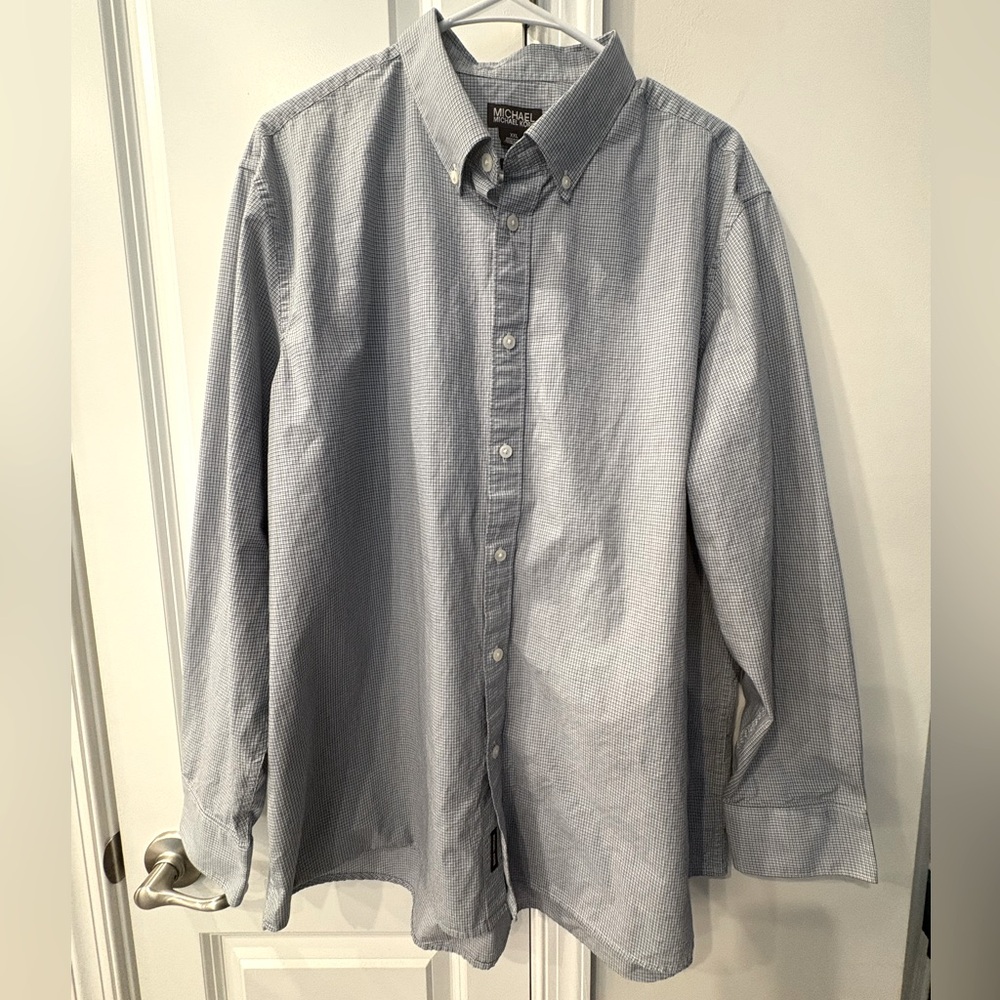 Michael Kors XXL tailored fit Button Down Shirt in a blue/white/brown pattern